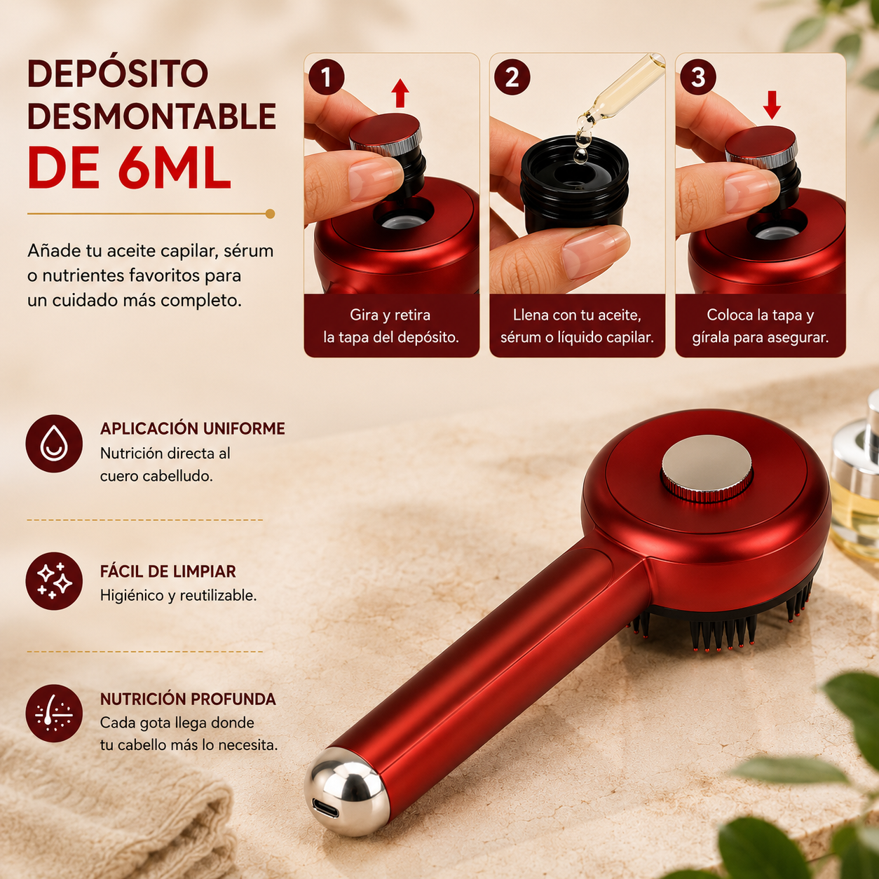 Peine Eléctrico Capilar 3 en 1