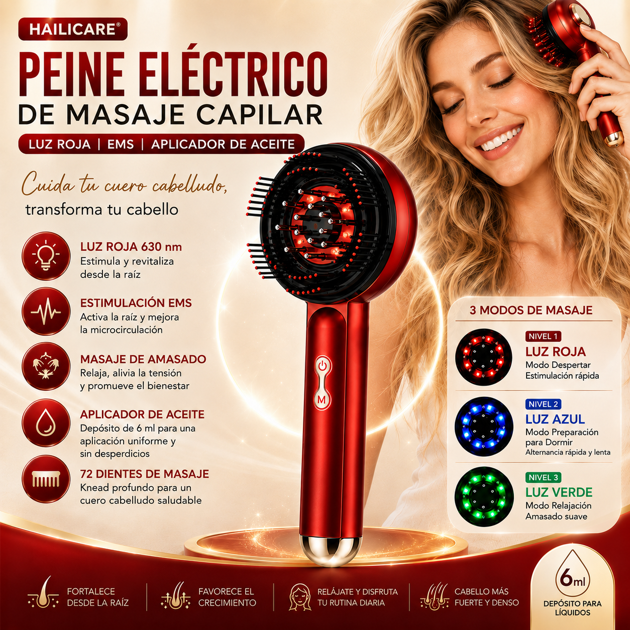 Peine Eléctrico Capilar 3 en 1